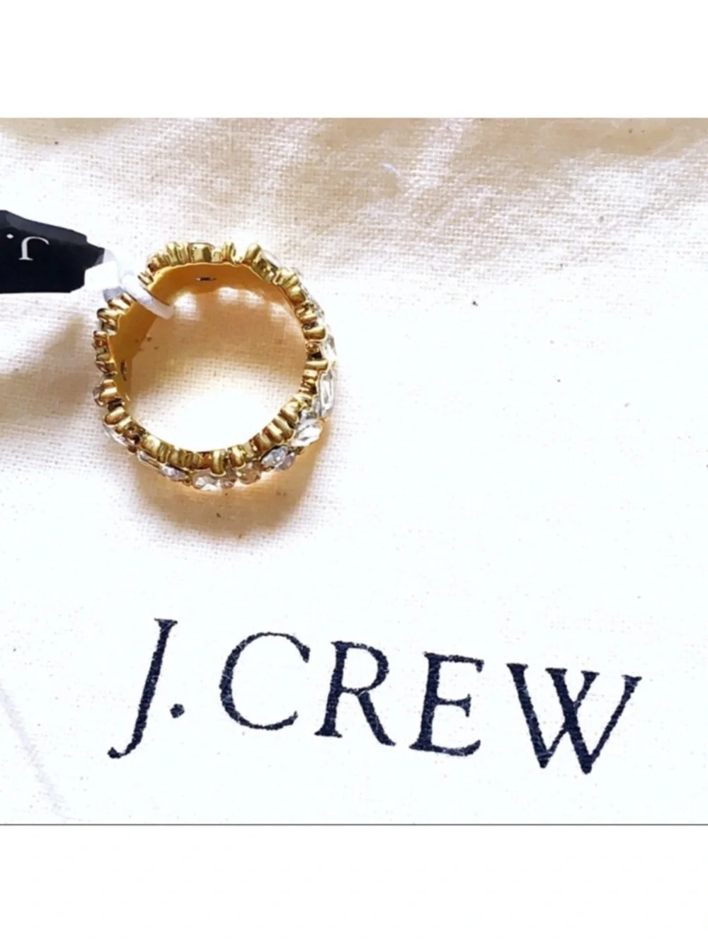 J. Crew Mini Stone Cluster Gold Crystal Baguette Stacking Ring